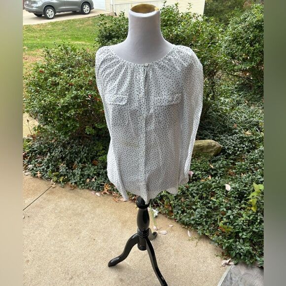 Loft Black and White Polka Dot Top size M - Picture 2 of 7